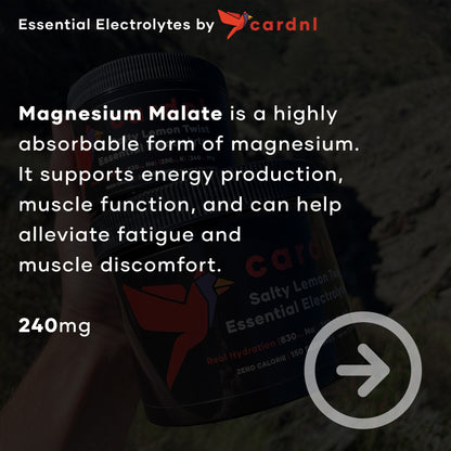 Magnesium Malate is a highly absorbable form of magnesium. It supports energy production, muscle function, and can help alleviate fatigue and muscle discomfort.