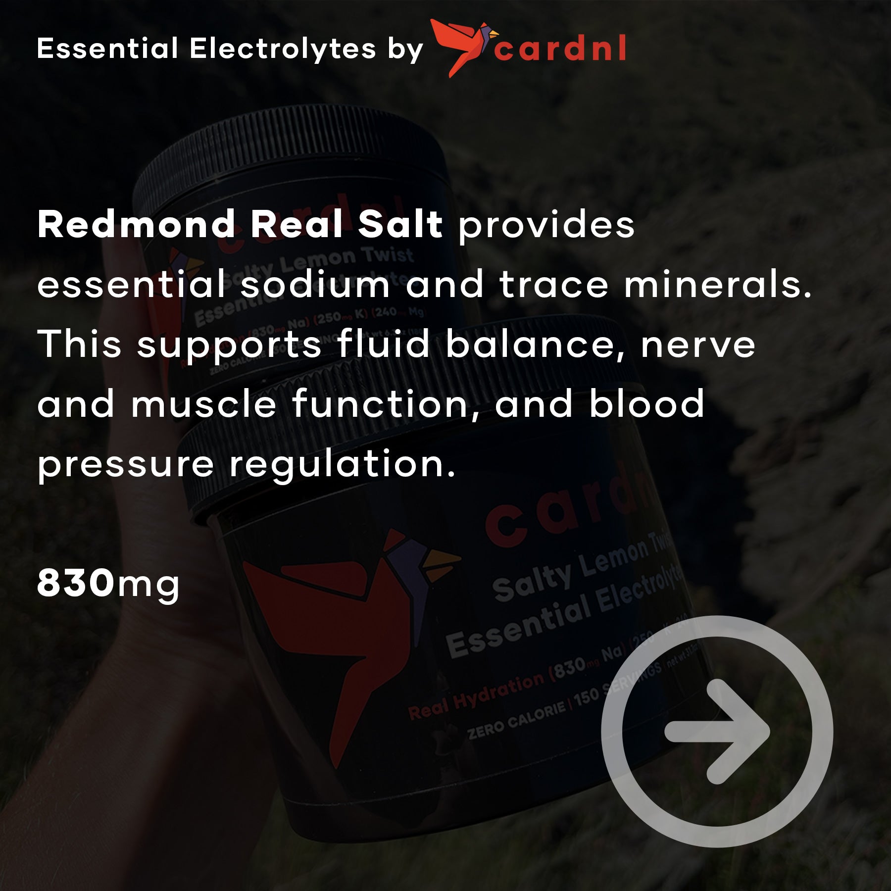 Redmond Real salt provides essential sodium and trace minerals. This supports fluid balance, nerve and muscle function, and blood pressure regulation.